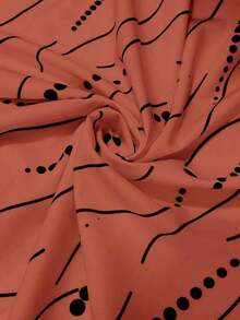 Blusa de mujer con detalles de rayas de contraste y calados, top de manga corta - Naranja Coral - Ver 7