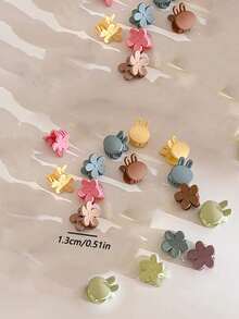 VBOOR 50 pièces/set Assortiment aléatoire de mini-pinces de style INS fraîches, fleurs pastel mates, lapins, accessoires pour cheveux en forme de cœur, multi-pack, doux pour les cheveux, convient pour le quotidien, les rendez-vous, les franges et les cheveux rebelles - Multicolore - Voir 5