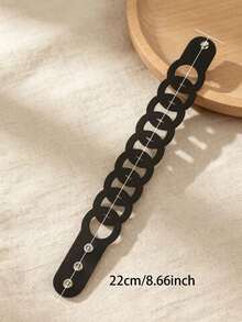 1 pièce Accessoire de bras en cuir avec boucle géométrique creuse, chaîne. Polyvalent pour le trajet et le port quotidien, bracelet à maillons - Multicolore - Voir 10