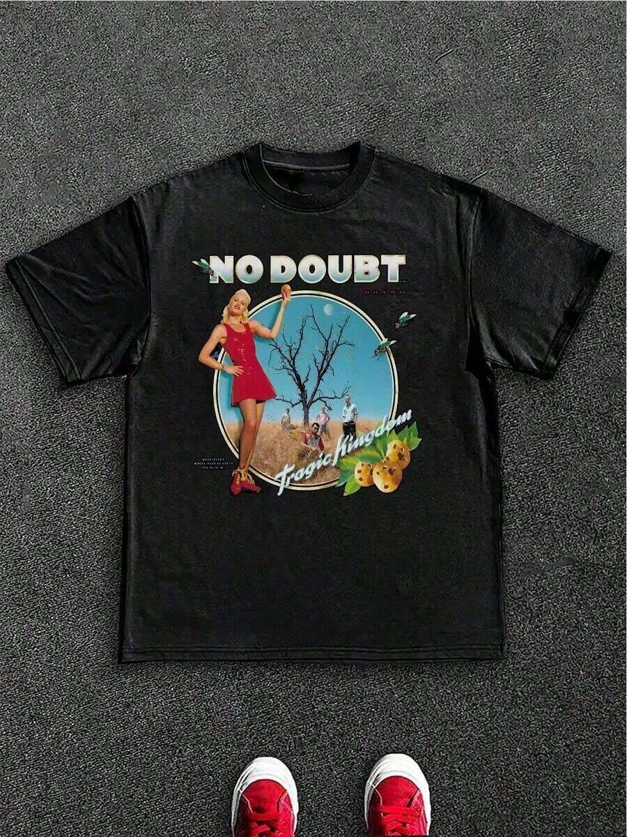Men's T-Shirt With Tragic Kingdom Graphic Design, Vintage Mayan Culture Style, No Doubt, 100% Thick Cotton, Unique Retro Design, Perfect For Concerts And Casual Wear, Ideal Gift For Music Fans And 90s Nostalgia Lovers, LILN Women's Summer Clothing Cotton T-Shirt - 黑色 - 查看 1