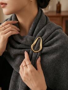 Broches geométricos de acero inoxidable de lujo - Alfileres elegantes y creativos para mujeres y unisex, accesorios de joyería casual para fiestas / regalos para amigos, insignias decorativas - Combinación de acero inoxidable - Ver 5
