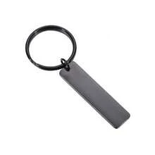 Stainless Steel Strip Bar Keychain, 10 Pcs, Mirror Polished, Blank Stamped, Custom Engraved Tags, Personalized Gift Keychain - 04 黑色 - 查看 10