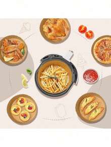 50/100PCS Round Disposable Air Fryer Liners, Non-Stick Oil-Proof Waterproof Heat Resistant Parchment Paper, Baking Paper For Oven Microwave Kitchen Accessories - Multicolor - View 7