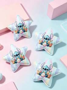 Disney 4pcs Cute Stitch Star Hair Clips, Versatile Party Gift, Birthday Decoration, Back To School, Daily Wear Hair Accessories - Multicolor - View 3