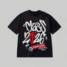 Camisetas de Algodón de Lujo con Estampado Gráfico de la Clase de 2026 para Hombre y Mujer, Manga Corta, Ropa de Moda Urbana de Verano - Negro 5 - Ver 6