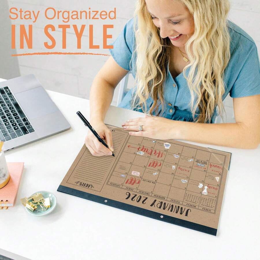 Hadley Designs Large Teacher Desk Calendar 2026-2027 - Desktop Calendar 2026, 18-Month Desk Calendars For Home, Office &Amp; Classroom, Cute Classroom Must Haves, Teacher Appreciation Gifts - 顏色B - 查看 1