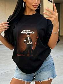 Camiseta de manga corta con cuello redondo suave y casual para mujer de verano |   Michael, Jk | Tops para salir, Estilo callejero europeo y americano, Casual deportivo, Estilo unisex, Estilo casual urbano, Tops bonitos, Generación Z, Curvas, Ropa Y2K, Camisetas divertidas, Tops de mujer, Conjuntos de vacaciones para mujer, Top lindo, Camiseta gráfica, Conjuntos de primavera, Camisetas holgadas, Ropa urbana retro, Estilo de los 90, Estilo de los 2000, Subcultura, Top negro, Tops blancos, Conjunto de fiesta de los 90. - Negro - Ver 4