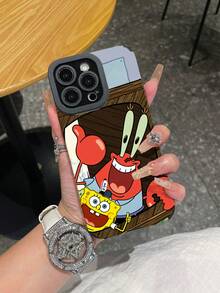 SpongeBob SquarePants 1pc Fashionable Creative Smiling Crab - Pattern, Vertical Striped Protective Phone Case Compatible With Samsung/Apple 17/16/15/14/13/12/11Pro Max/12Pro/14Plus And Other Models - Multicolor - View 7