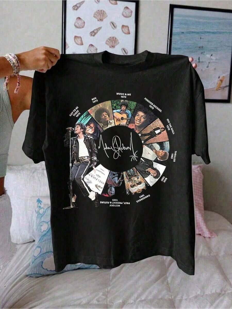 Cultura Maya Jackson Glove Graphic-Shirt Vintage 90s TeeCamiseta Algodón - Negro - Ver 1