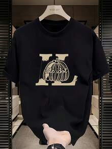 Camiseta de manga corta para hombre,% algodón, de marca de moda, estilo moderno, corte holgado, talla, top casual versátil, adecuada para todas las estaciones. Se puede usar como capa base en primavera y otoño o sola en verano. Estilo unisex, perfecta para amigos. Camiseta de marca de moda,% algodón y de peso pesado. - Negro - Ver 11
