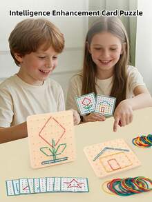 Montessori Geometric Board Set - The Set Includes Pegboards, Rubber Bands And Cards, Which Are Educational Geometric Toys Suitable For Children And Are Board Games That Help Develop Fine Motor Skills And Creativity. - Multicolor - View 7