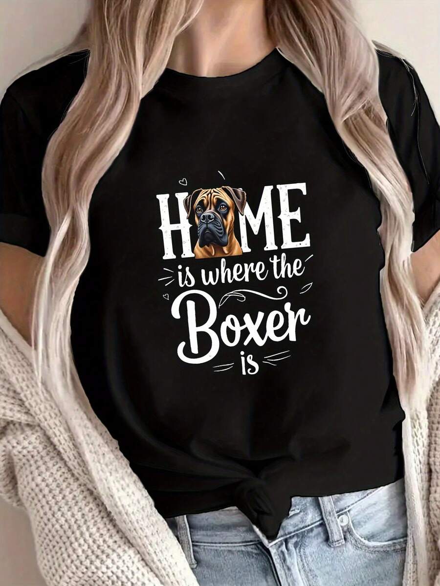 Talla grande - talla extra grande - camiseta de mujer, hecha de algodón puro, tela ligera y transpirable, diseño de cuello redondo, diseño estampado, corte de manga corta, adecuada para primavera y verano. - Negro - Ver 1
