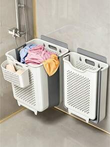 Foldable Desk Laundry Hamper - Wall-Mounted Bathroom Basket, Suitable For Laundries And Home Bathrooms, Featuring A Design. Serves As Bathroom Storage, Is Easy To Use, Keeps Items Tidy, Saves Space And Boasts A Minimalist Style. - Multiple Specifications - View 2