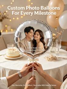 Custom Photo & Text Wedding Balloon, Personalized Round Photo Balloon With Custom Bride & Groom Photo, Perfect For Wedding, Bridal Shower, Engagement Party, Bachelorette, Birthday, Anniversary, Graduation Party, Personalized Wedding Gift - Multicolor - View 5