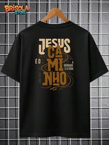 Christian Religious T-Shirt, Bible Passage, Jesus, Way, Life, Believer, Catholic Church, Evangelical Shirt, Unisex, Men's/Women's, 100% Cotton, Premium Top, Streetwear, New Release, Immediate Shipping, Various Colors, Black And White!! Plus Size - 黑色 - 查看 2
