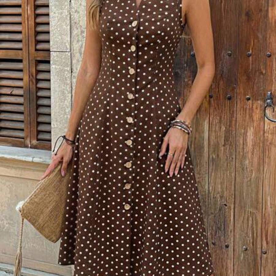 Women Long Dresses - Marrón - View 1