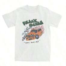 Camiseta Frank O-Ocean Blonde, Accesorios para Hombres y Mujeres, Algodón Puro, Camiseta Crazy Frank Boys Don't Cry, Ropa de Talla Grande, Holgada y Cómoda, Camiseta del Espectáculo de Medio Tiempo 2026, Blusa Amplia Mujer - Blanco - Ver 1