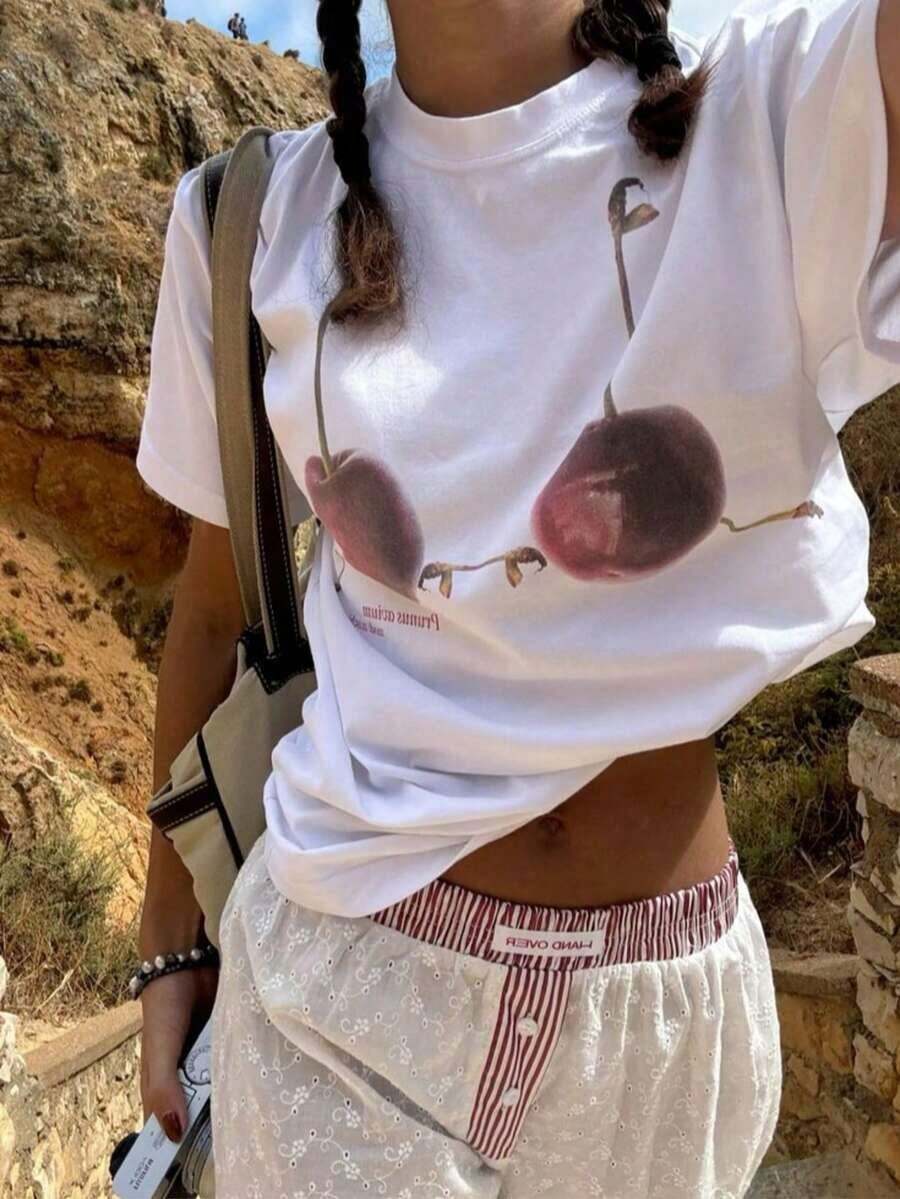Camiseta de verano para mujer con estampado de letras LOVE coloridas, hombros caídos, estilo oversize, informal, para vacaciones, estética Y2K, ropa urbana, camiseta gráfica, transpirable, de corte holgado, para uso diario, viajes a la playa, escapadas de vacaciones, reuniones de fin de semana, camiseta cómoda de estilo retro y moderno para looks de moda virales e ideas de atuendos de . - Blanco - Ver 1