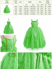 Set de 8 piezas de vestido de tutú sin mangas verde para niñas, conjunto de accesorios de disfraz para niños para fiestas, Halloween, Navidad - Verde - Ver 10