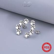 Boucles d'oreilles à tige pour femmes en argent sterling 925 avec disque rond texturé asymétrique minimaliste - Argent - Voir 8