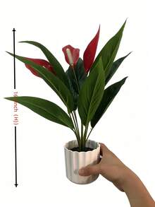 1pc 16.5inch(H) Artificial Green Plant Potted Decor, Suitable For Home, Living Room, Bedroom, Bathroom, Hotel, Dining Table, Wedding, Party - Multicolor - View 5