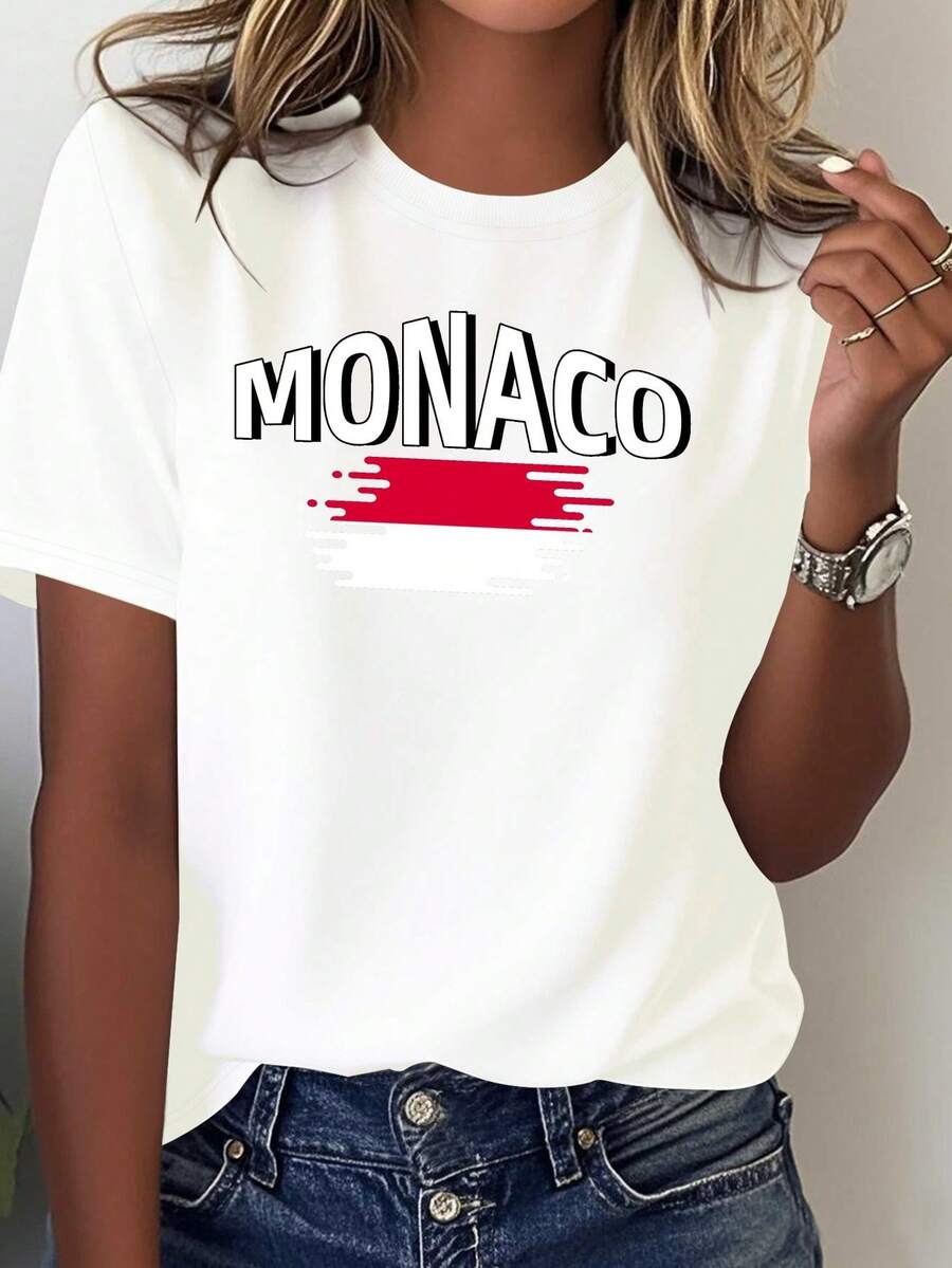 Camiseta cómoda de algodón puro para mujer Monaco, blusa casual para mujer - Blanco - Ver 1