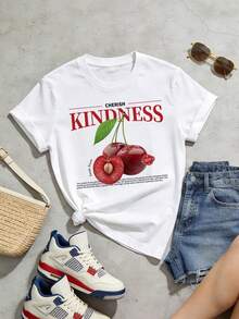 Camiseta de manga corta con cuello redondo suave y casual para mujer de verano |   Aprecia la bondad, Fruta fresca, CEREZA | Tops para salir, Estilo callejero europeo y americano, Casual deportivo, Estilo unisex, Estilo casual urbano, Tops bonitos, Generación Z, Curvas, Ropa Y2K, Camisetas divertidas, Tops de mujer, Conjuntos de vacaciones para mujer, Top lindo, Camiseta gráfica, Conjuntos de primavera, Camisetas holgadas, Ropa urbana retro, Estilo de los 90, Estilo de los 2000, Subcultura, Top negro, Tops blancos, Conjunto de fiesta de los 90. - Blanco - Ver 6