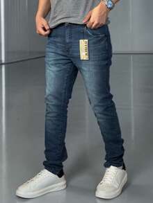 Men's Slim Fit Premium Denim Jeans With Elastane Lycra - 藍色亞拉臘 - 查看 2