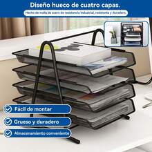 4-Tier Metal Mesh Desk Organizer Tray, Stackable And Rollable File And Document Organizer Pallets For Office, Home, School - View 2