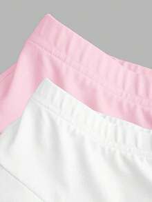 2 piezas Falda pantalón deportiva minimalista de unicolor para uso casual y diario de mujer, faldas cortas de verano, conjunto de 2 faldas pantalón, faldas de tenis para mujer - Rosa - Ver 4