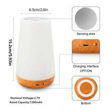 Đèn bàn LED đổi màu, thiết kế vân gỗ, 13 chế độ màu, đèn ngủ cảm ứng, sạc USB, đèn bảo vệ mắt, đèn tạo không khí cảm ứng, thích hợp cho đầu giường, phòng học, phòng tắm, ngoài trời và nhiều nơi khác. - đèn bàn - Xem 4