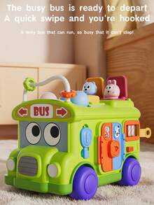 1件装多功能蒙特梭利教育玩具，幼儿拼图巴士玩具，培养精细动作技能，弹出式动物感官玩具，忙碌活动立方体玩具，增强手眼协调能力和感官认知能力，适合宝宝日常使用，是宝宝生日/节日礼物的理想之选。 - 彩色 - 查看 3