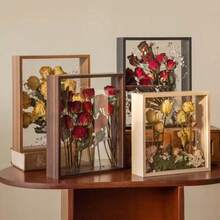 1pc Modern Minimalist Dried Flower Photo Frame, 3D Hollow Photo Frame DIY Display Stand Decoration Floating Frame, Wedding Anniversary Birthday Graduation Gift, Wall-Mounted Display (Frame Only) - Transparent Photo Frame - View 2
