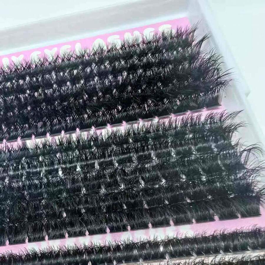 210簇D型卷翘蓬松假睫毛，0.07毫米柔软仿貂毛睫毛，120D-160D-200D混合长度（10-18毫米），自然单根睫毛嫁接，适合各种妆容