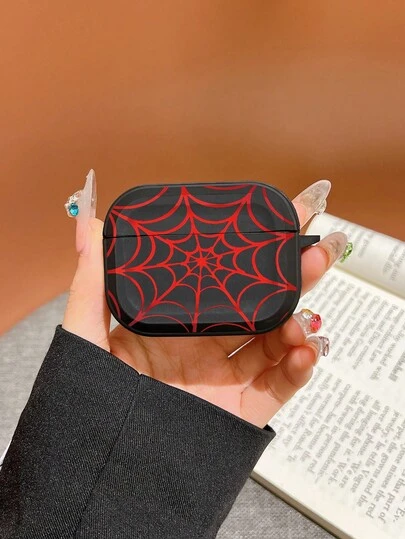 1 chiếc ốp tai nghe họa tiết mạng nhện màu đỏ sẫm và đen kiểu Gothic, chất liệu TPU mềm dẻo, tương thích với 1/2, 3, 4, Pro, thích hợp làm quà tặng cho bạn gái, người yêu, bạn bè.