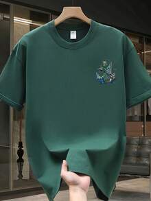 Camiseta de manga corta para hombre,% algodón, de marca de moda, estilo casual de verano, talla, corte holgado, prenda versátil adecuada para todas las estaciones. Se puede usar como capa base en primavera y otoño o sola en verano. Estilo unisex, perfecta para amigos. Camiseta de marca de moda,% algodón y de peso pesado. - Negro - Ver 11