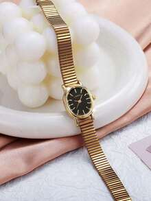 New Fashion Wristwatch For Women, Vintage Quartz Watch, Luxurious, Minimalist, Elegant, Lightweight And Versatile, Suitable For Daily Wear, Birthday Gift, Party, Festive Gathering, Ideal Gift For Yourself Or Friends - 卡其色 - 查看 2