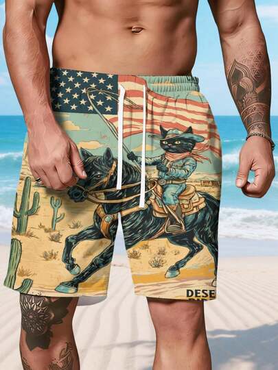 3D Print Herren Strandshorts Bequem Weich Freizeit Shorts Sommer Outdoor Homewear Atmungsaktive Kurze Hose Ideal Für Urlaub Und Sport
