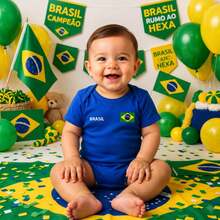 Body Brasil Unissex Bebê 100% Algodão Mesversário Temático Roupa Infantil Body Azul 10 - Azul - Visão 2