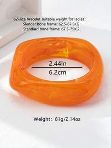 Pulseira grande assimétrica de acrílico, 1 peça, efeito tie-dye moderno, estilo Y2K, adequada para outono/inverno, estilo vintage versátil - Laranja - Ver 5