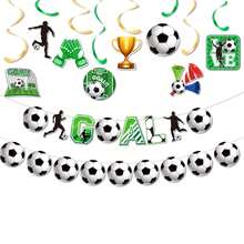 1 Set de suministros para fiesta de fútbol: Pancarta, decoración de corona, tema deportivo para cumpleaños de niños, decoración de bar. La colorida pancarta y los remolinos colgantes crean una atmósfera festiva de juego, mejorando la decoración de cumpleaños y la decoración de fútbol. Incluye pancarta "Goal", corona y 8 remolinos colgantes con tema de fútbol, perfecto para la decoración de la fiesta de fútbol para cumpleaños de niños, días de juego o eventos de bar. No se requieren herramientas complejas, se puede configurar en minutos para transformar instantáneamente tu espacio. - multicolor - Ver 2