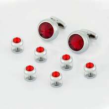 Luxurious Colorful Geometric Cufflinks Set, Men's Business Shirt Suit Coat Accessories, Men's CSYI - Style 6 - View 8