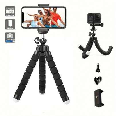 chaohongjia Flexible Mini Tripod With 360° Rotatable Ball Head, Portable Adjustable Camera Stand With Universal Clip, Compatible With Smartphones, Compact Cameras And Lighting Devices, Black ABS Material, Suitable For Photography, Travel Tripod | Flexible Positioning | Adjustable Legs, Smartphone Tripod