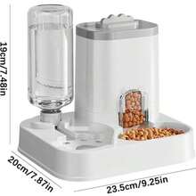 Máy cho ăn và uống tự động 2 trong 1, tích hợp bát ăn cho mèo/chó con và mèo con. - 2.4L - Xem 2