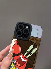 SpongeBob SquarePants 1pc Fashionable Creative Smiling Crab - Pattern, Vertical Striped Protective Phone Case Compatible With Samsung/Apple 17/16/15/14/13/12/11Pro Max/12Pro/14Plus And Other Models - Multicolor - View 5