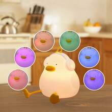 Luz nocturna decorativa de pato lindo recargable por USB, temperatura de color y brillo ajustables, temporizador de apagado automático de 30 minutos, adecuada para dormitorio, oficina, decoración de varias habitaciones y regalos festivos - Blanco - Ver 4
