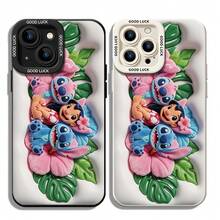 Officially Licensed Disney Lilo & Stitch Phone Case, This Protective Phone Case Features Lilo With Two Plush‑Style Stitch Figures, Surrounded By Tropical Hibiscus Flowers And Monstera Leaves, Set Against Clean White Embossed Background, Made With Flexible, Durable TPU Material To Protect Against Everyday Scratches, Bumps, And Minor Impacts, Compatible With IPhone 17, 16, 15, 14, 13, 12, 11 Pro Series And Galaxy S22, S23, S24, S25 Models, Ideal For Disney Stitch Fans. - màu đen - Xem 6