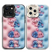 Officially Licensed Disney Lilo & Stitch Phone Case, This Protective Phone Case Features Multiple Cute Plush‑Style Stitch And Angel Couple Figures With Sweet Poses, Decorated With Pink Heart Accents, Set Against Split Pink‑Blue Bubble‑Textured Embossed Background, Made With Flexible, Durable TPU Material To Protect Against Everyday Scratches, Bumps, And Minor Impacts, Compatible With IPhone 17, 16, 15, 14, 13, 12, 11 Pro Series And Galaxy S22, S23, S24, S25 Models, Ideal For Disney Stitch Fans. - màu đen - Xem 6