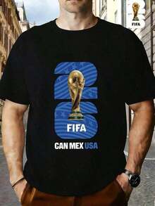 FIFA World Cup Licensed 2026 World Cup Soccer • Themed Prints For The USA Series • Men's Short-Sleeve T-Shirts • Casual Wear • Suitable For Fitness, C - 黑色 - 查看 1