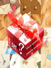 Caja de regalo sorpresa con productos opcionales - Puede recibir aleatoriamente 2 collares, adecuados para festivales, fiestas, bodas, banquetes, uso casual e incluso regalos del Día de San Valentín (los estilos pueden variar) - Multicolor - Ver 1
